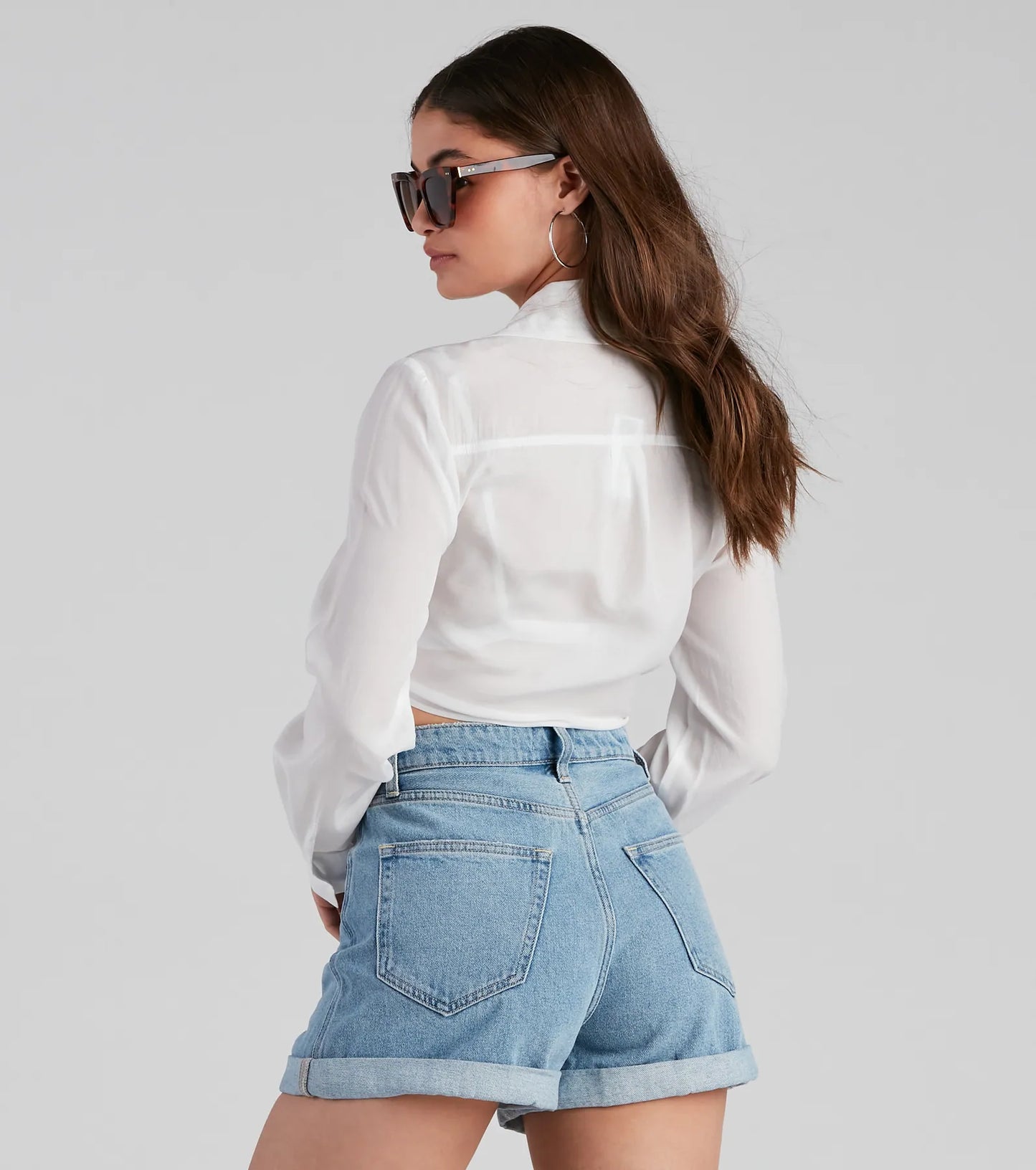 Portrait Mode Tie-Front Poplin Top