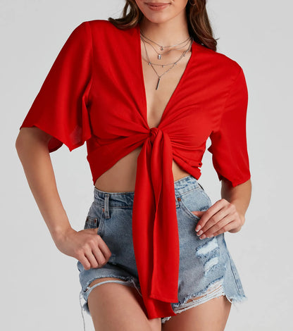 Classic Stunner Tie Front Kimono