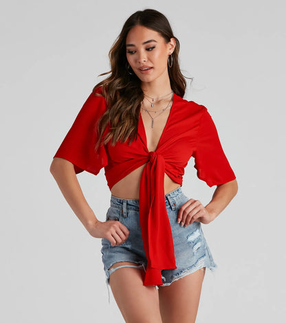 Classic Stunner Tie Front Kimono