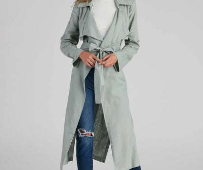 Shift In Season Linen Belted Trench