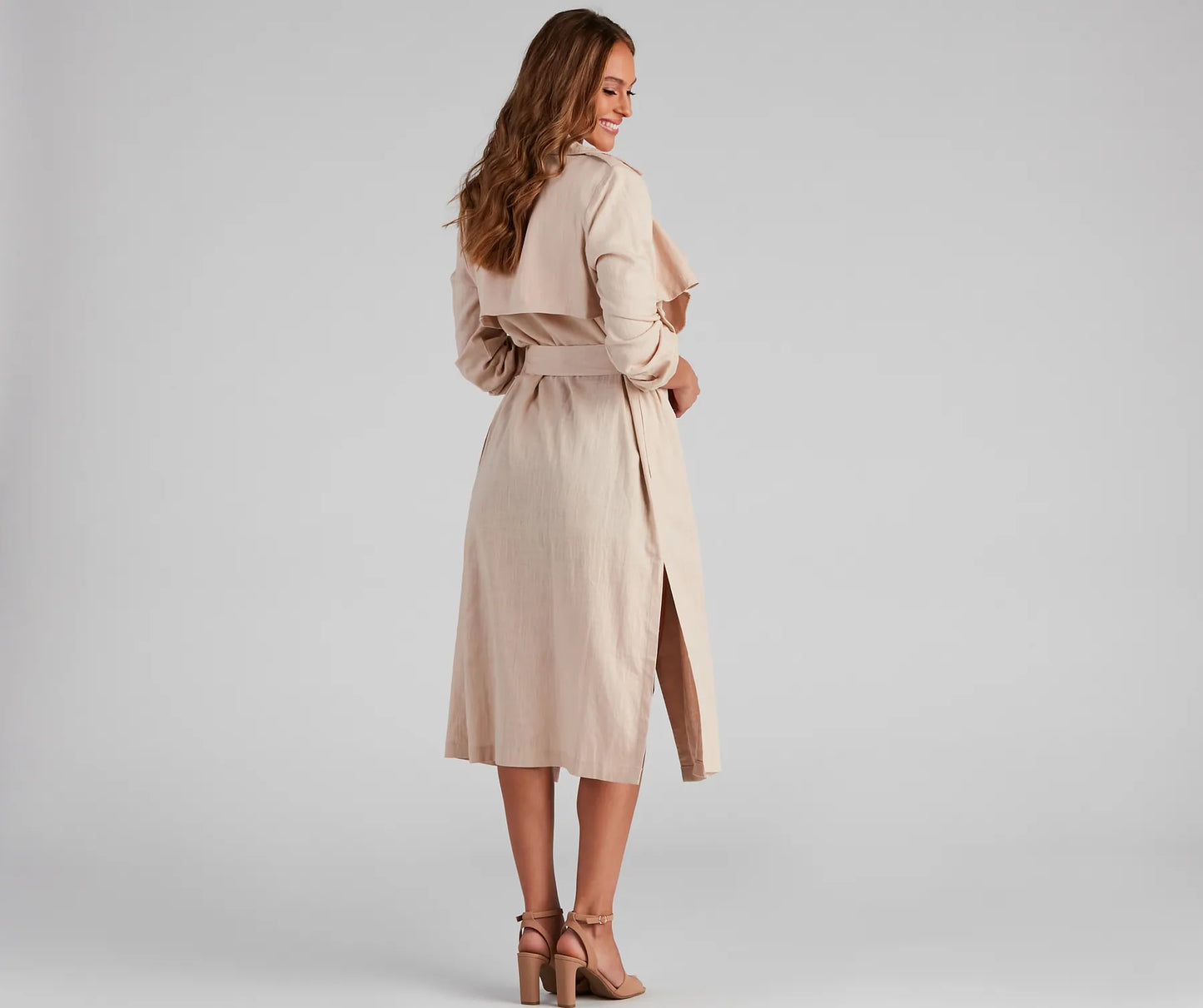 Shift In Season Linen Belted Trench