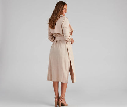 Shift In Season Linen Belted Trench