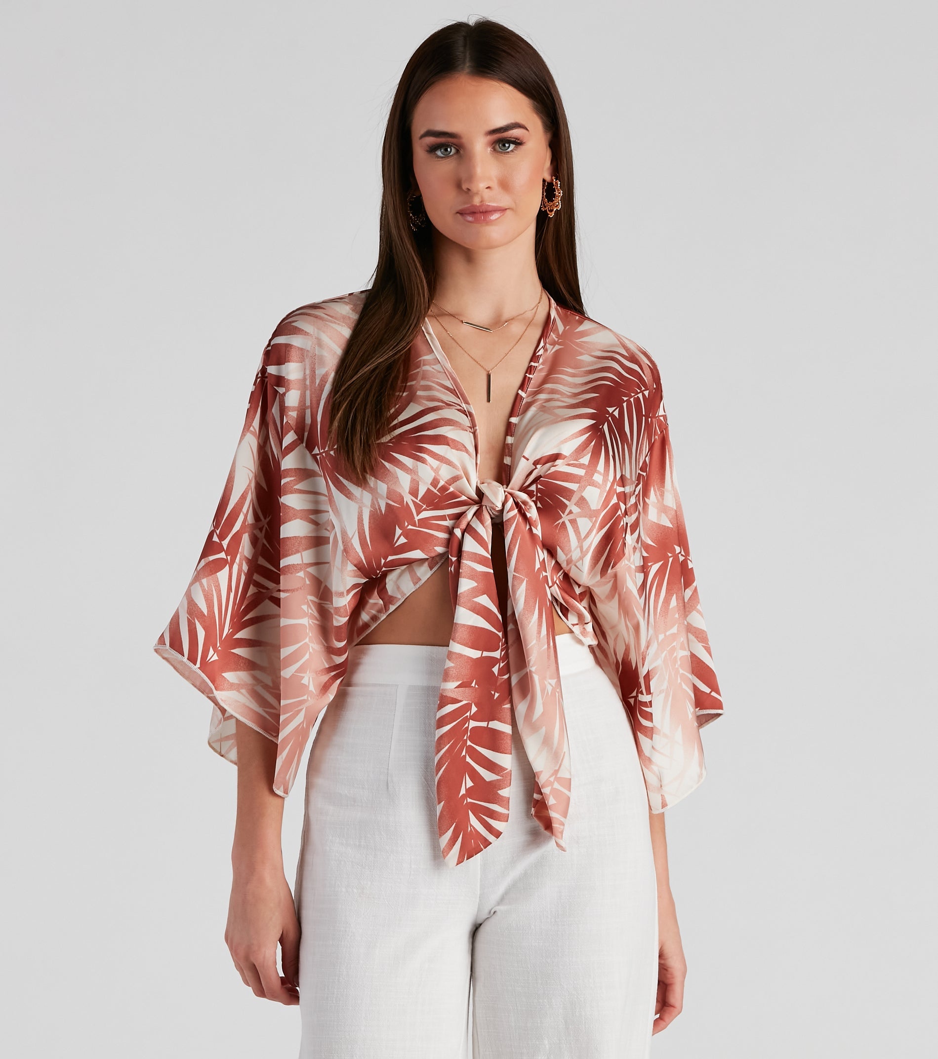 Out Sailing Satin Tie-Front Top