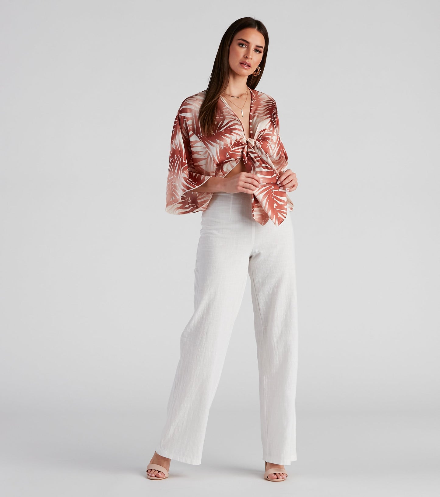 Out Sailing Satin Tie-Front Top