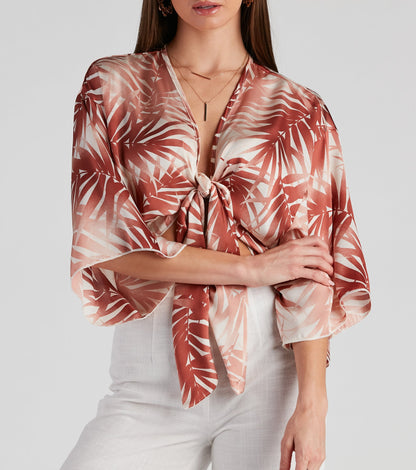 Out Sailing Satin Tie-Front Top