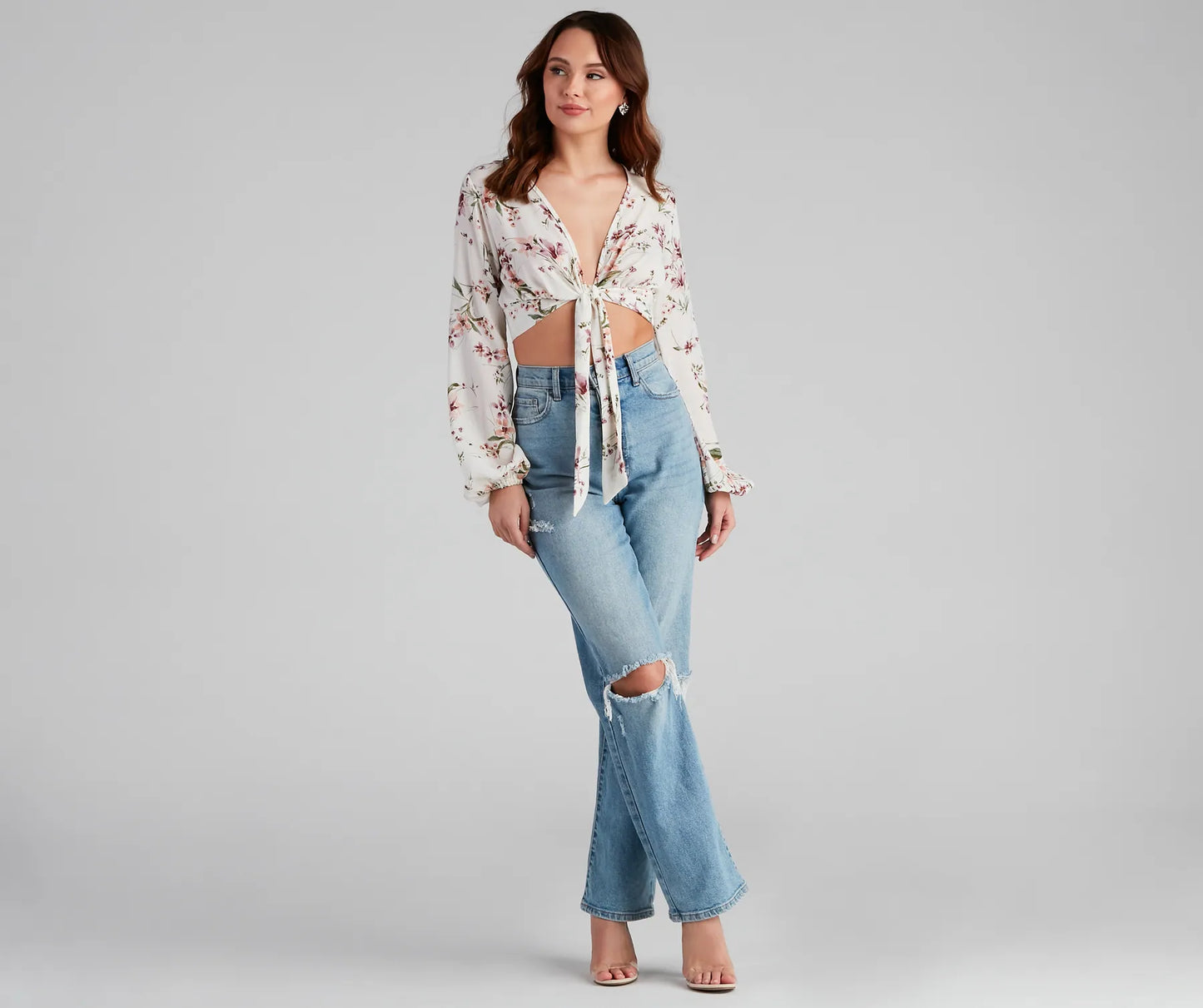 Bloom Mood Floral Tie-Front Top