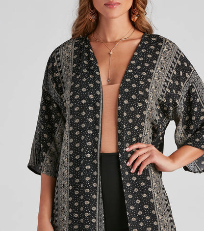 Boho In The City Print Woven Kimono
