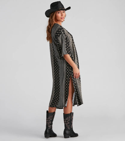 Boho In The City Print Woven Kimono