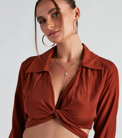 Portrait Mode Tie-Front Poplin Top