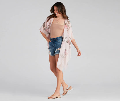 Floral Fling Flowy Sleeve Kimono