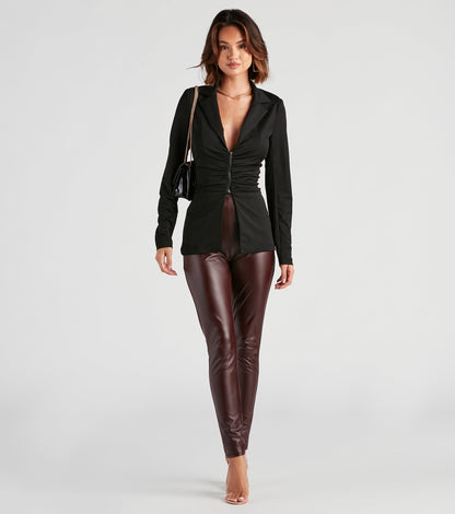 She's The Boss Zip Front Blazer