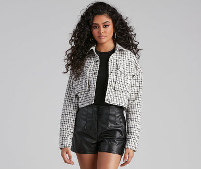 Preppy Element Tweed Crop Jacket