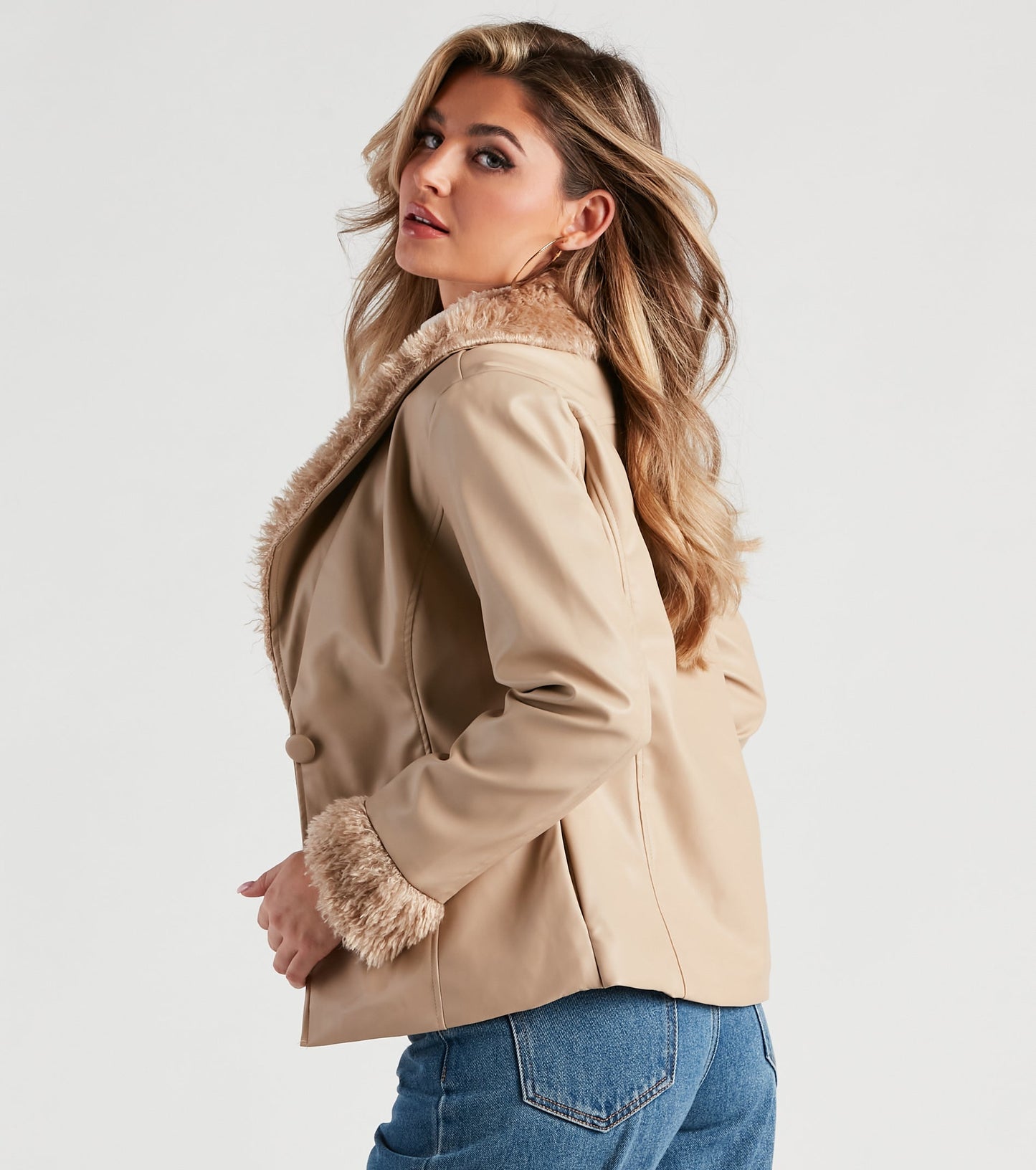 Utterly Fab Faux Fur Leather Blazer