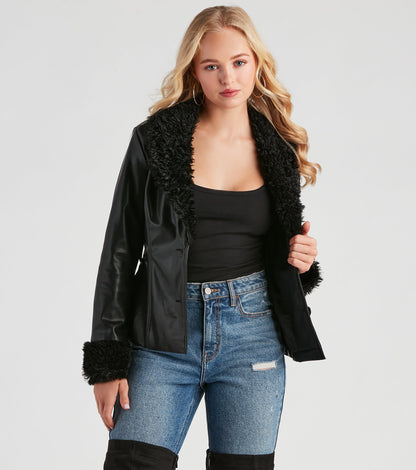Utterly Fab Faux Fur Leather Blazer