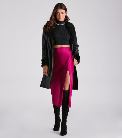 Layered In Luxe Faux Leather Trench Coat