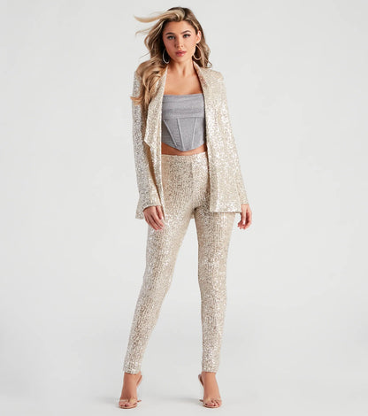 Showtime Chic Sequin Long Blazer