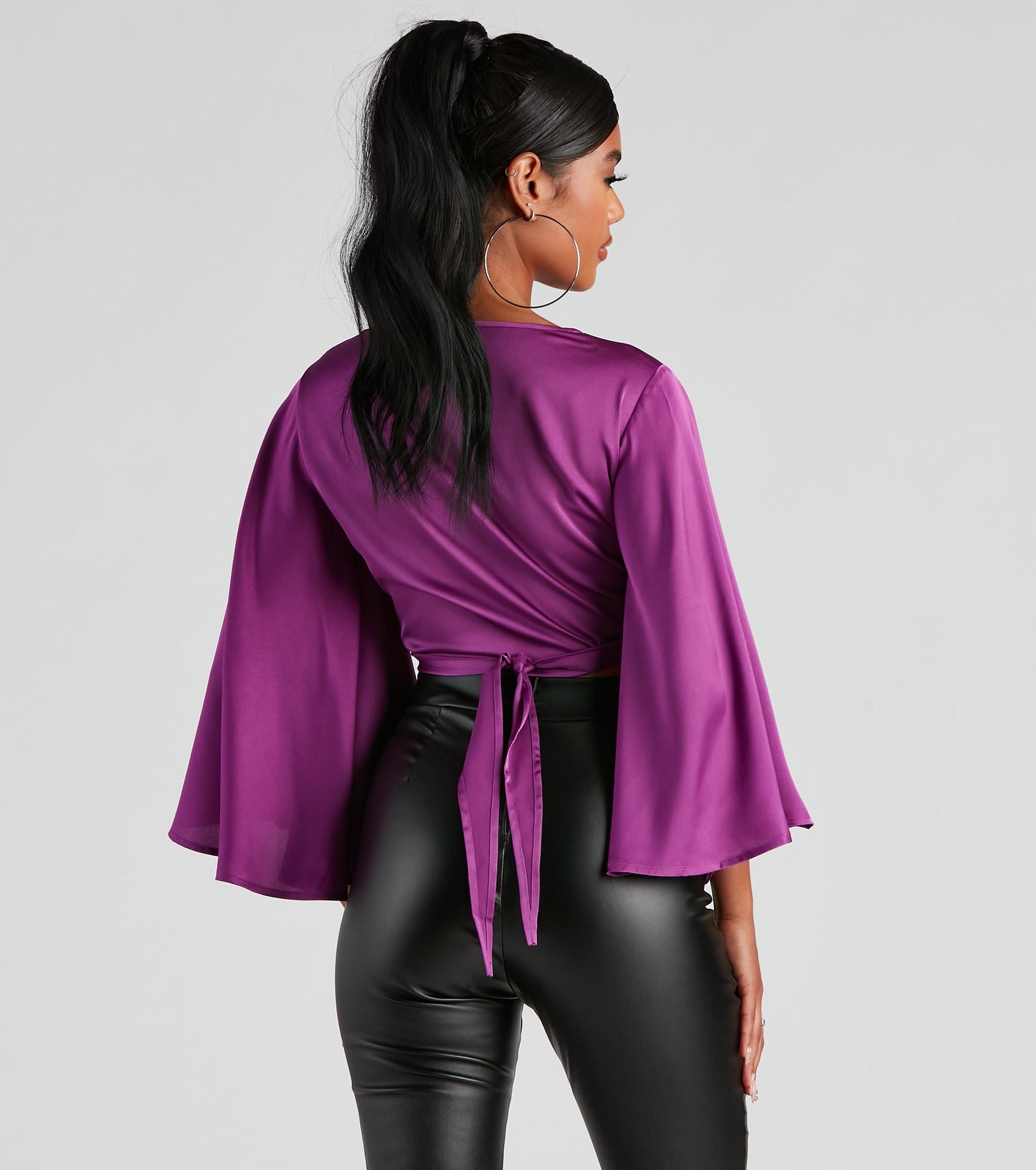 Sweet Secret Satin Kimono Sleeve Top
