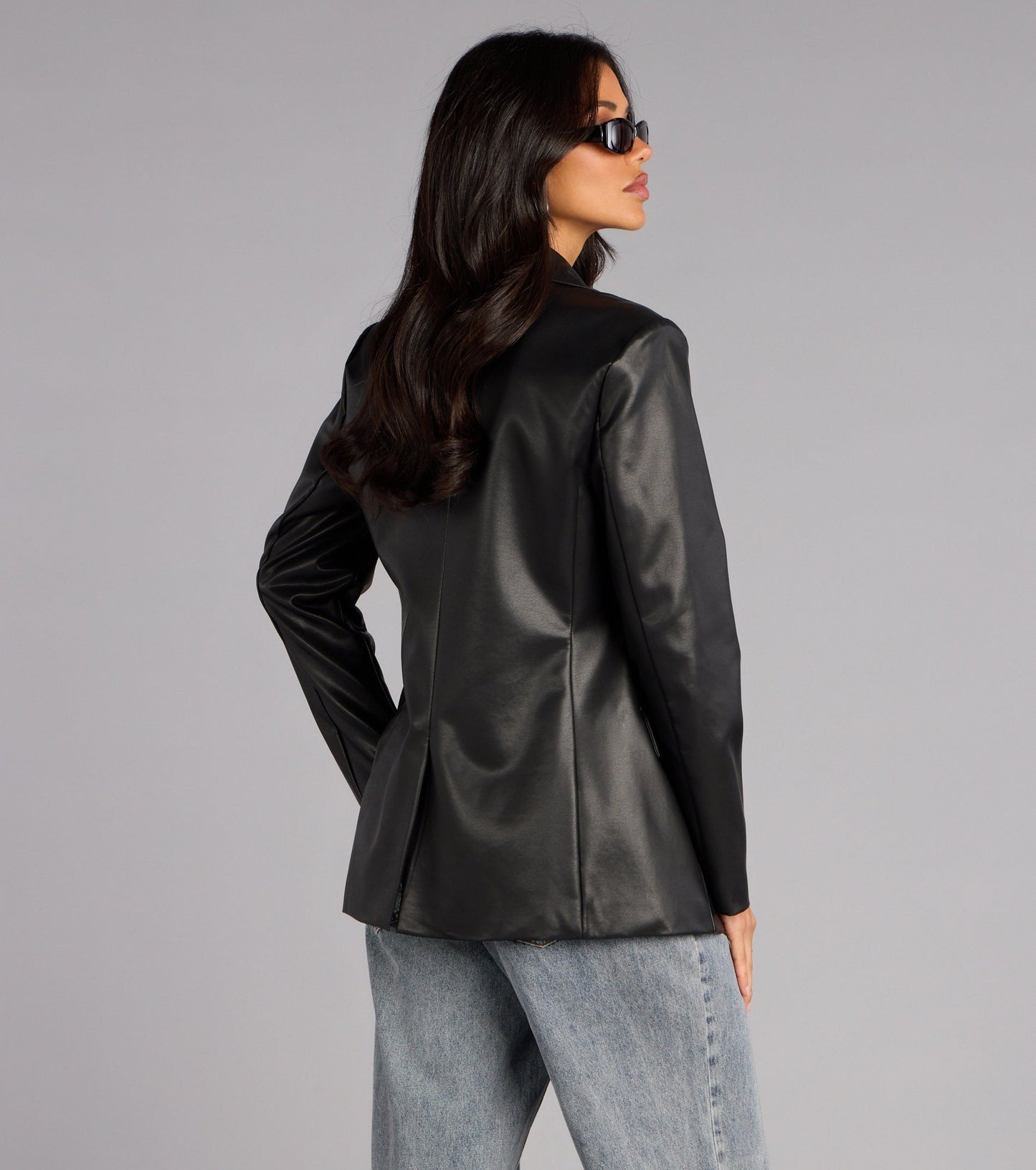 Keep It Trendy Oversized Faux Leather Blazer