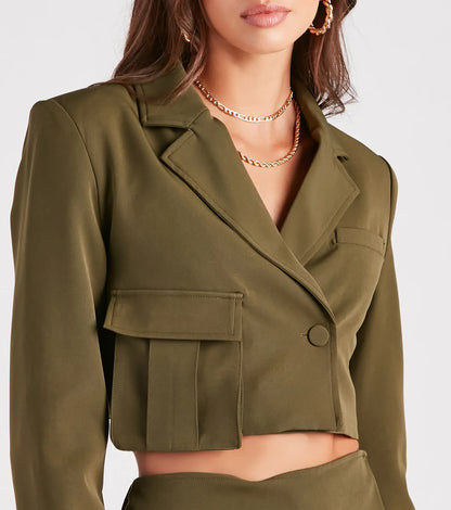 Cargo Cutie Structured Crop Blazer