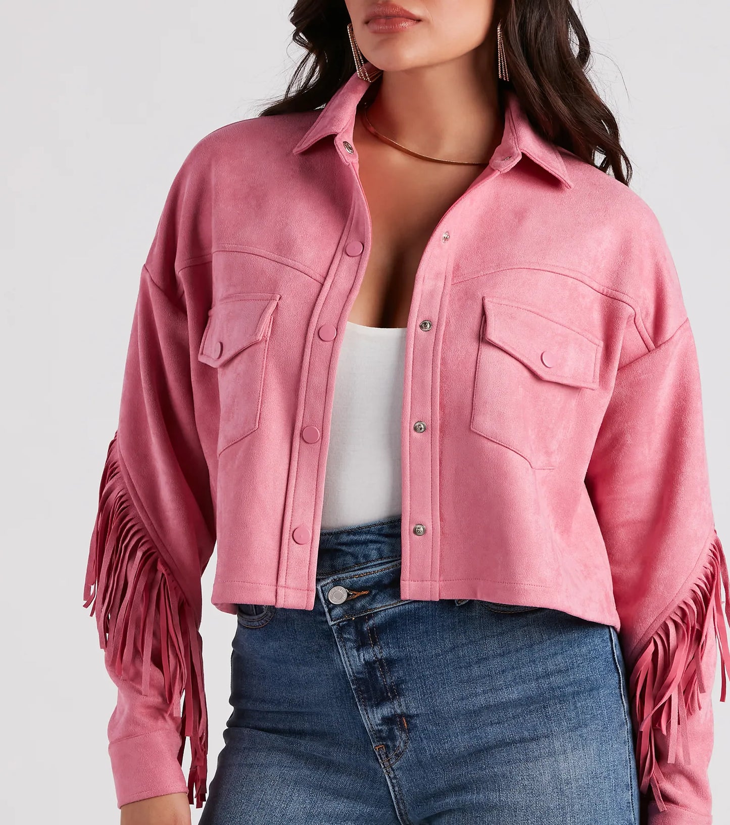Festival 'Fit Fringe Cropped Shacket