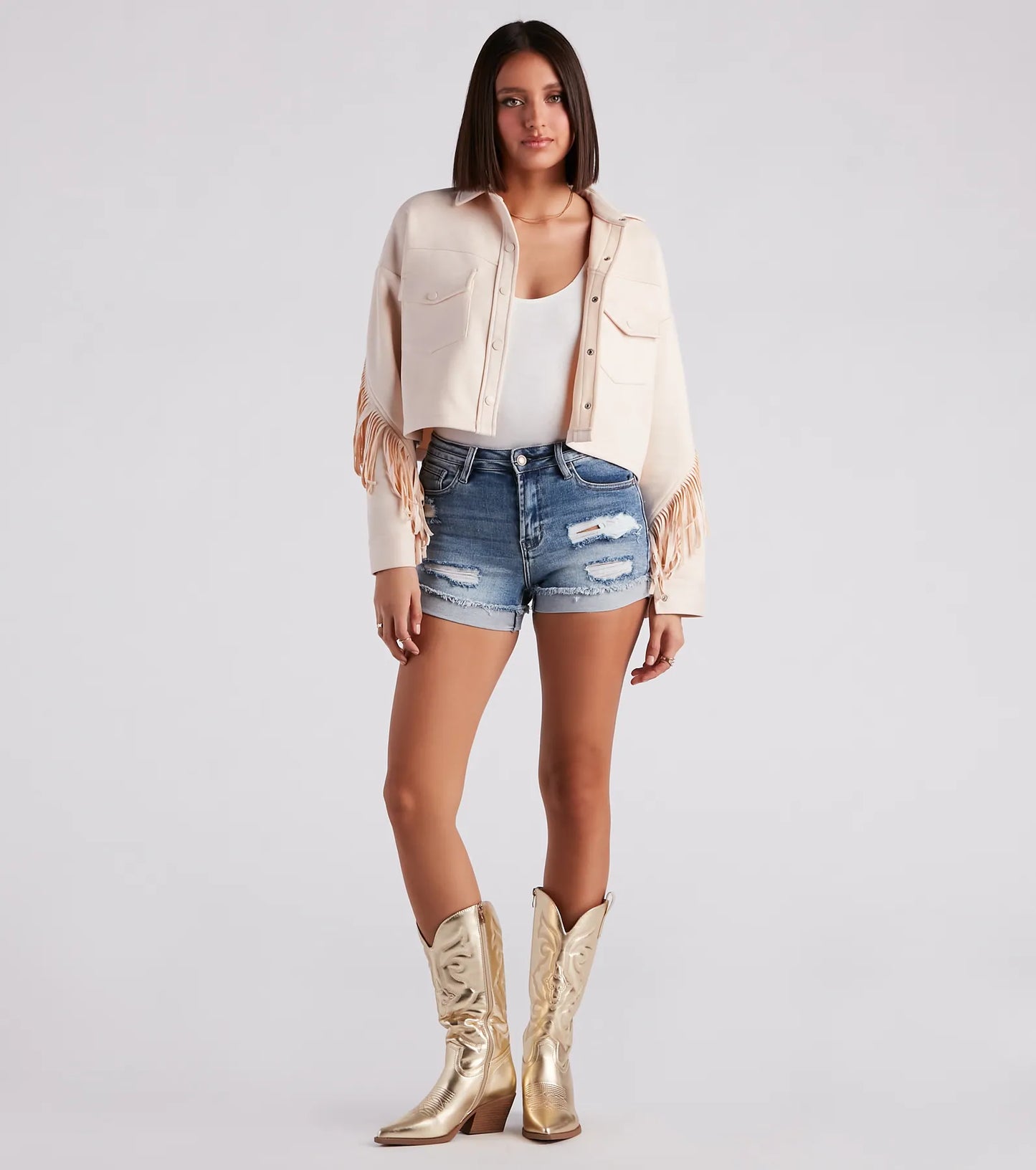 Festival 'Fit Fringe Cropped Shacket