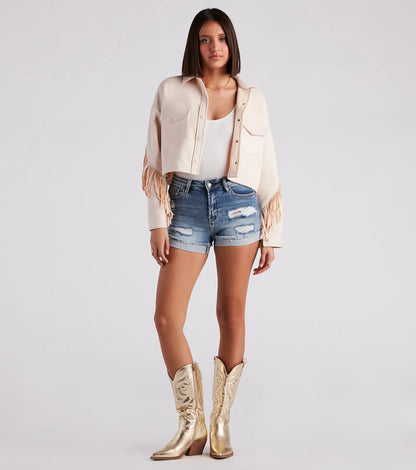 Festival 'Fit Fringe Cropped Shacket