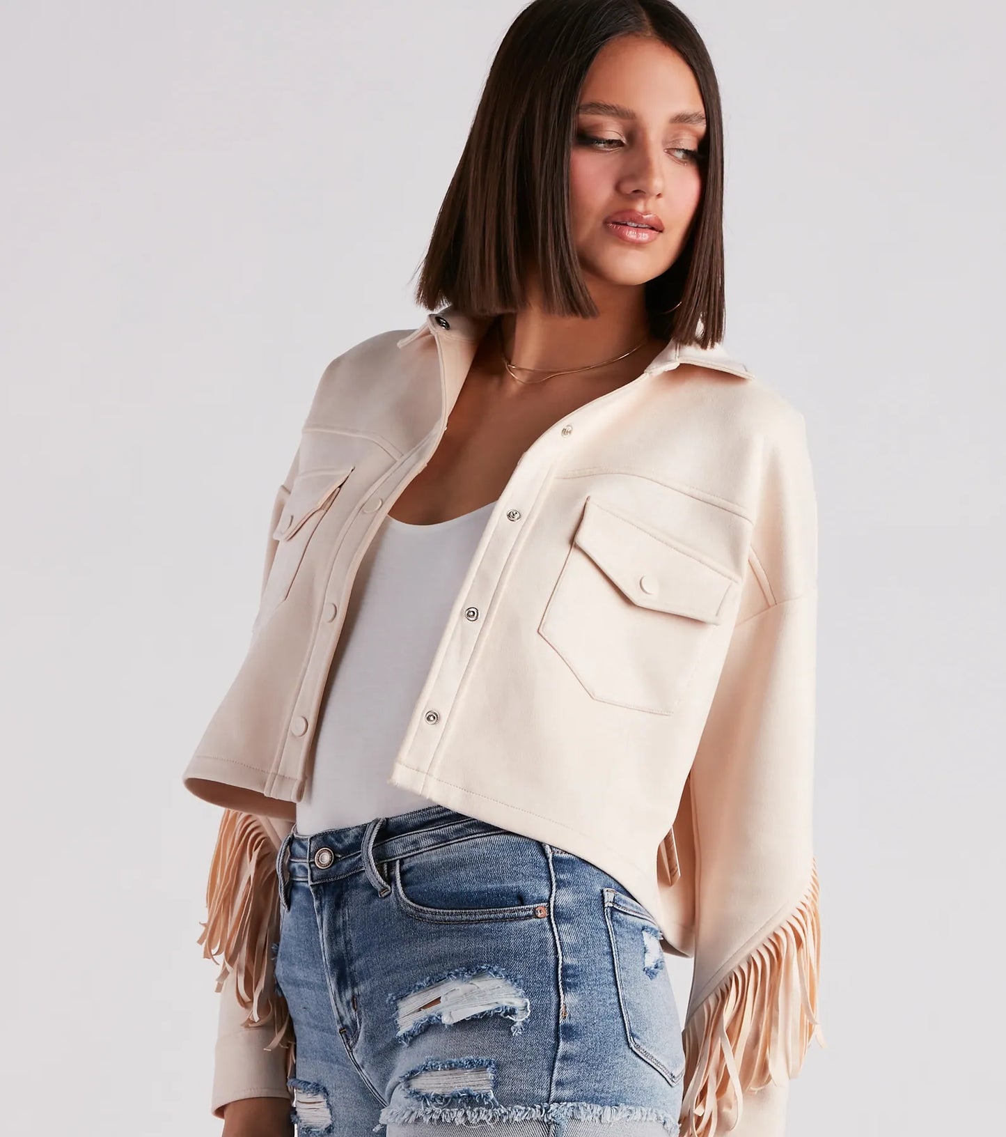 Festival 'Fit Fringe Cropped Shacket