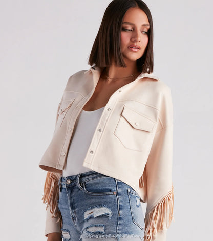 Festival 'Fit Fringe Cropped Shacket