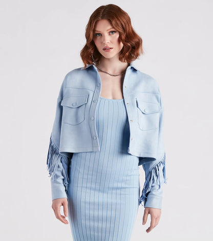 Festival 'Fit Fringe Cropped Shacket