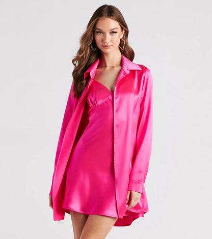 Forever Timeless Satin Collared Top