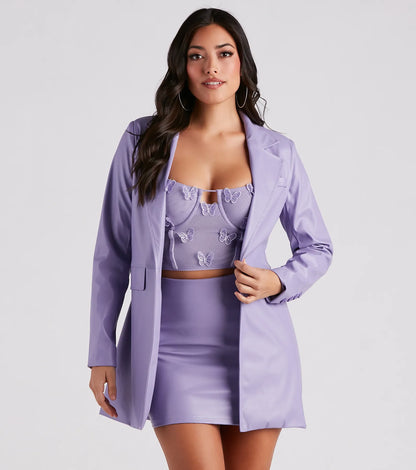 So Fabulous Faux Leather Blazer