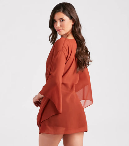 Beach Mode Chiffon Belted Kimono