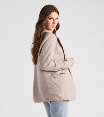 Talk Business Woven Casual Blazer