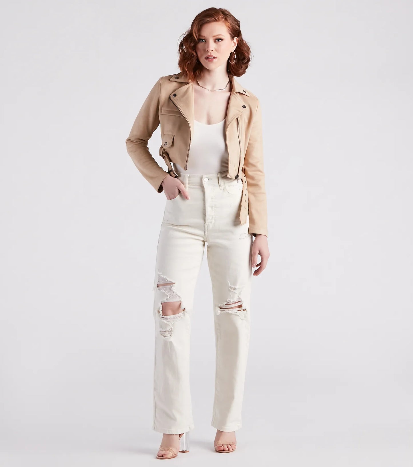 Edgy Soul Faux Suede Crop Moto Jacket