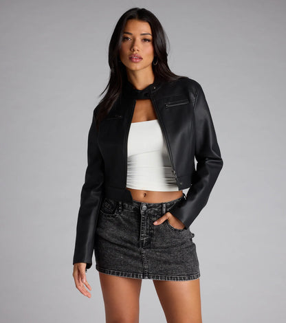 Along For The Ride Faux Leather Biker Jacket