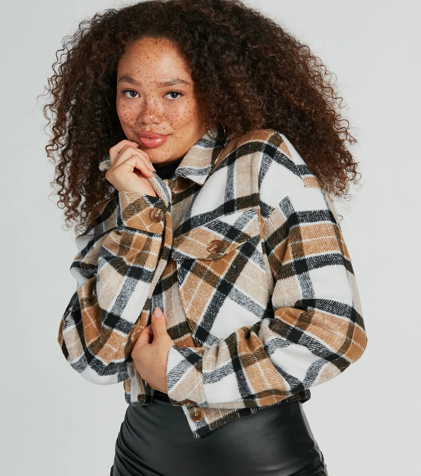 Love For Fall Plaid Cropped Shacket