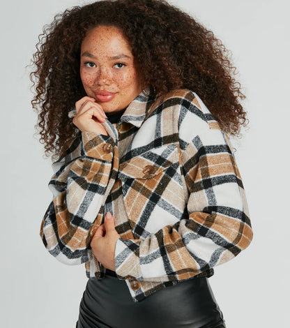 Love For Fall Plaid Cropped Shacket