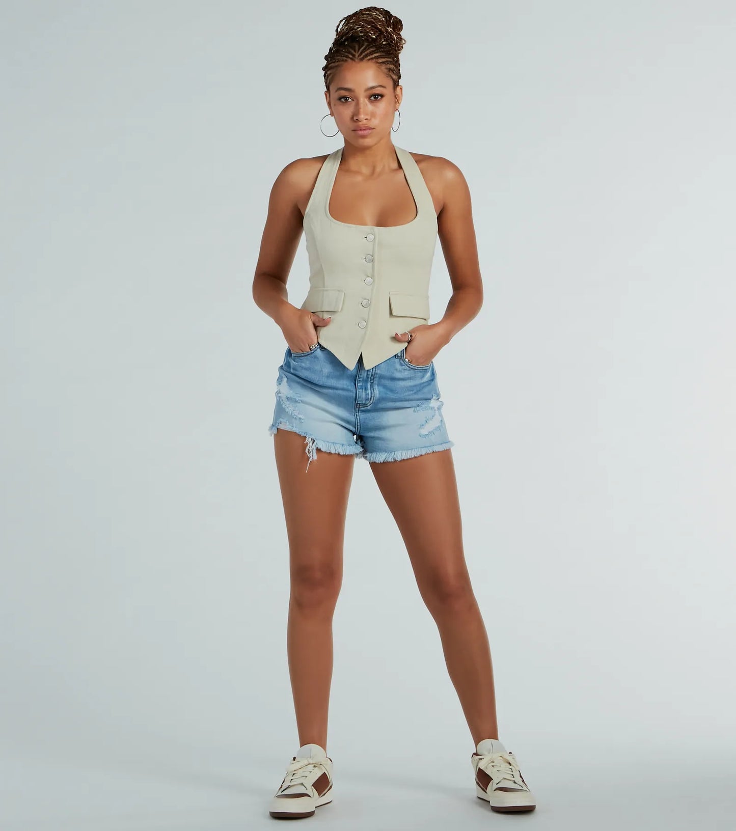 Best In Style Halter Button Up Vest