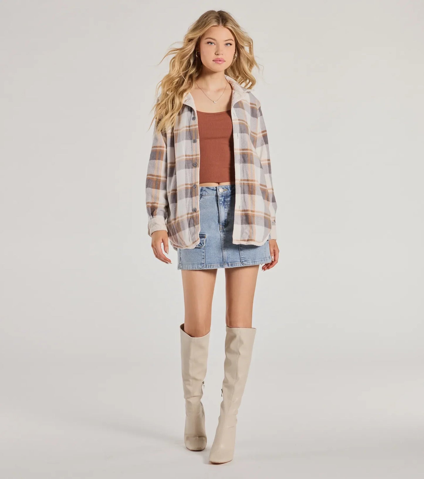 Comfy Season Corduroy And Flannel Reversible Shacket