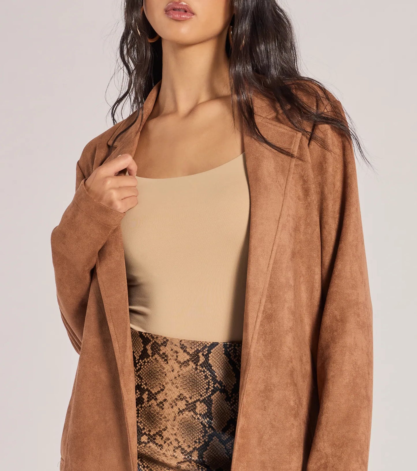 On The Move Faux Suede Long Blazer