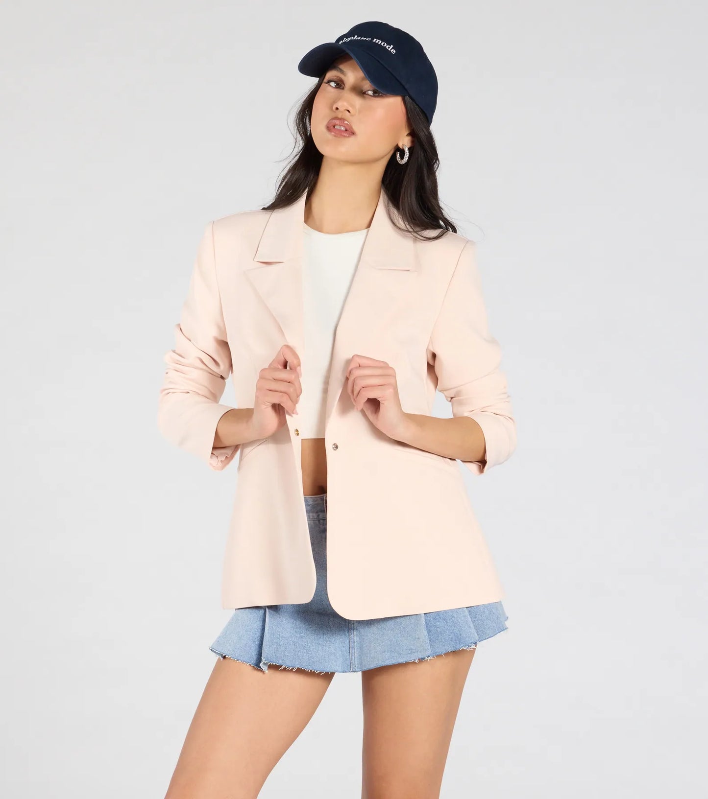 Miss Always On Time Collared Woven Blazer