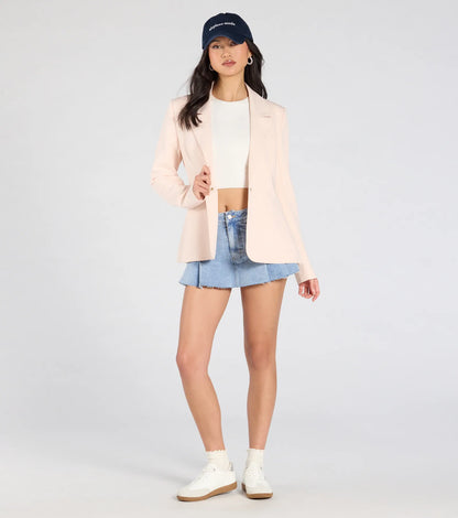 Miss Always On Time Collared Woven Blazer