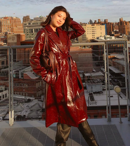 Chic Authority Faux Leather Trench Coat