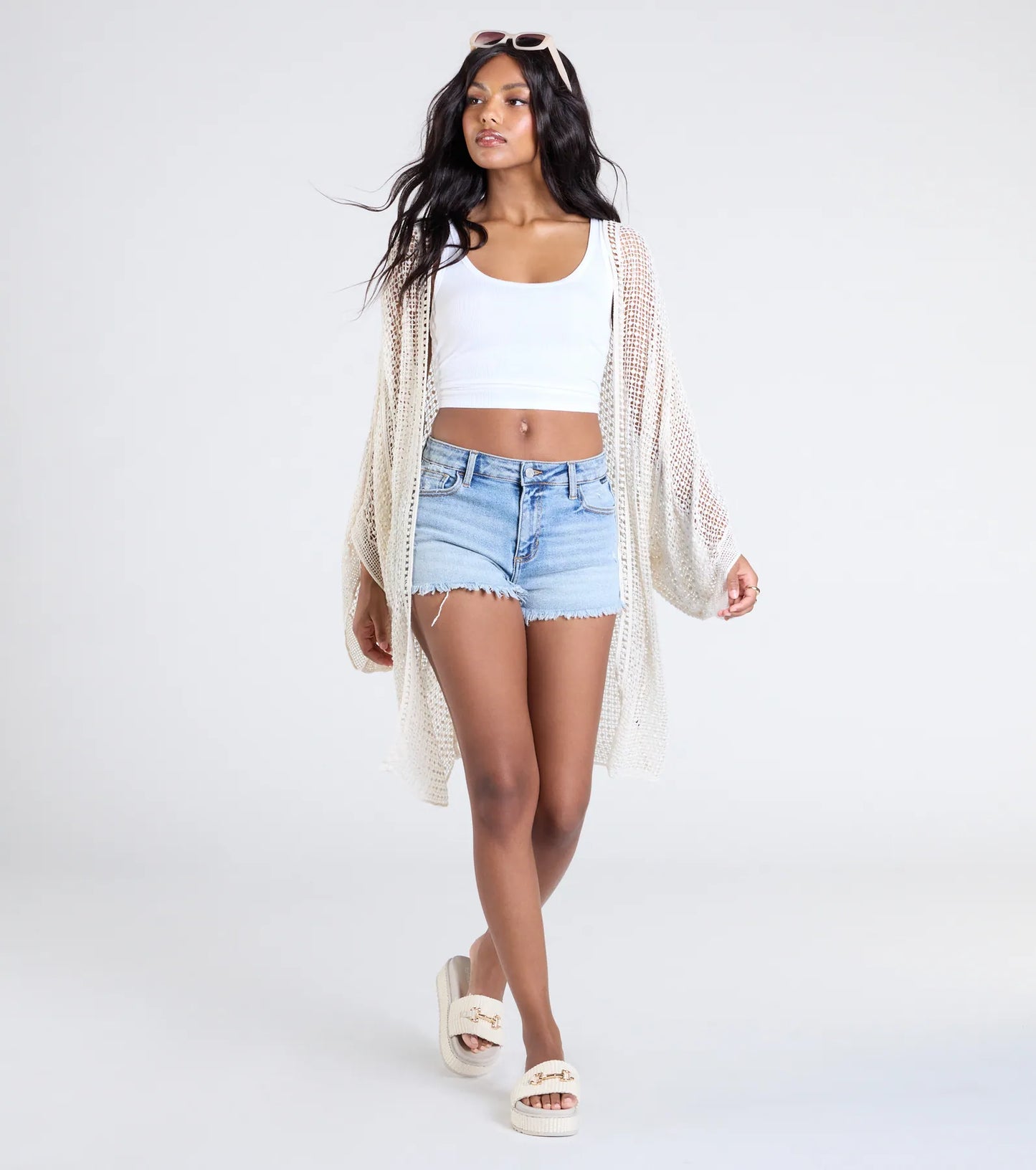 Sun Seeker Sheer Crochet Kimono