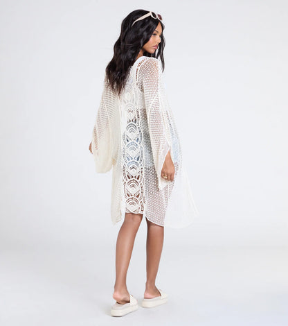 Sun Seeker Sheer Crochet Kimono