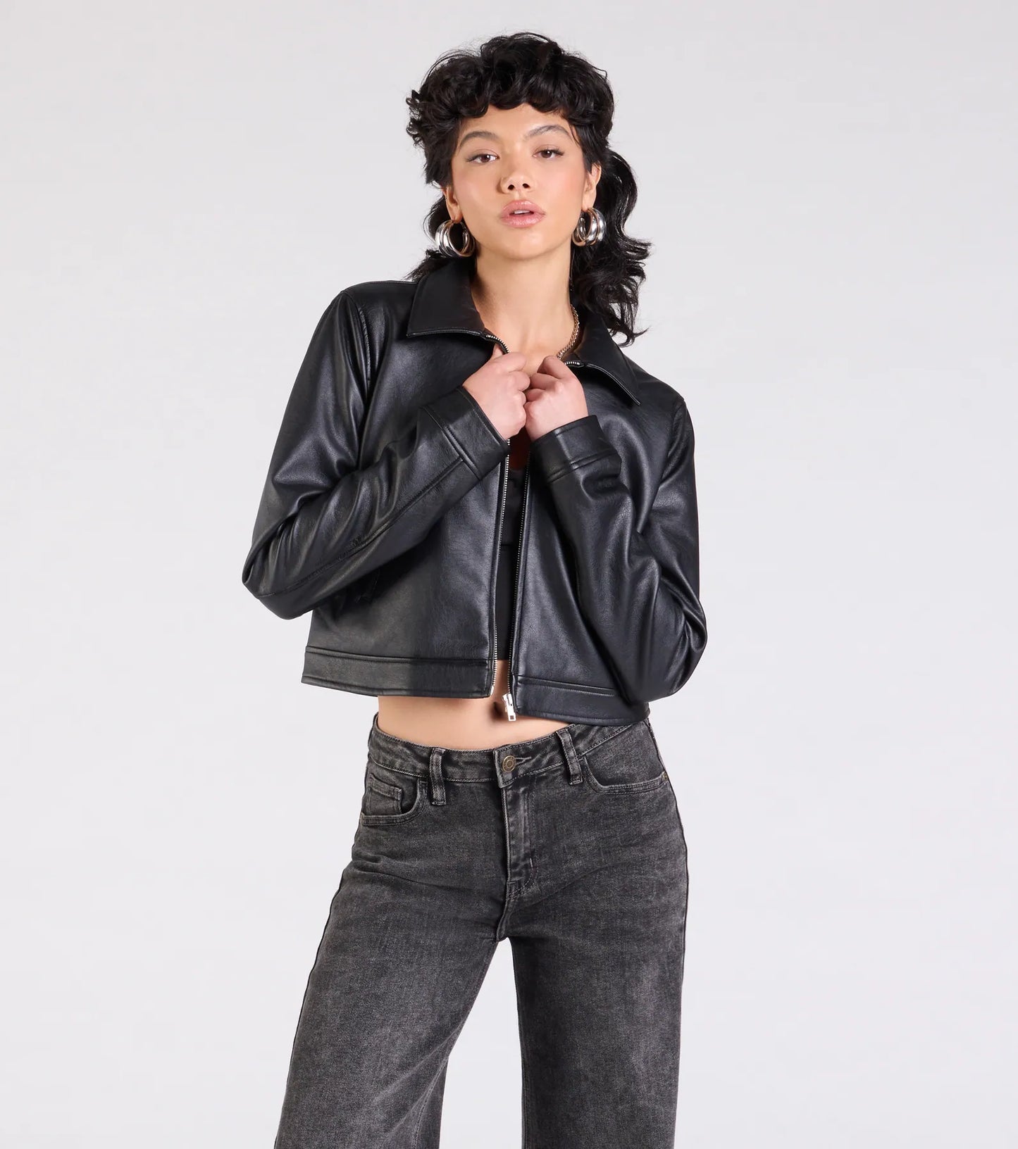 Keep Your Cool Collared Faux Leather Jacket