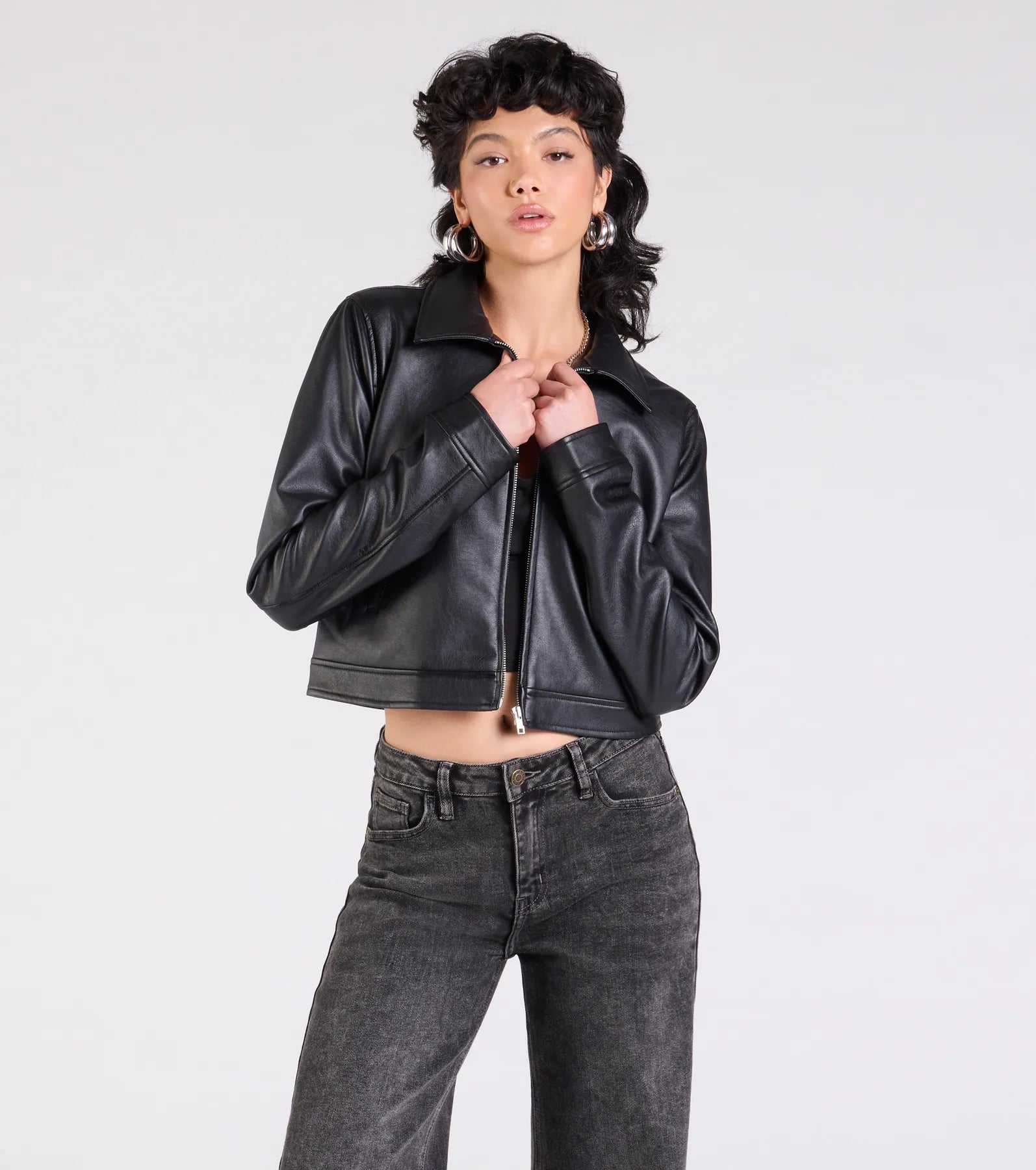 Keep Your Cool Collared Faux Leather Jacket