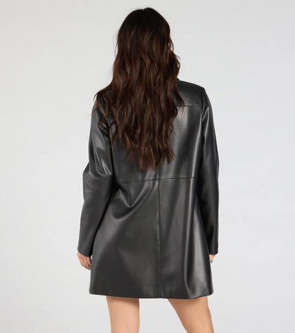 Effortlessly Sleek Faux Leather Oversized Blazer