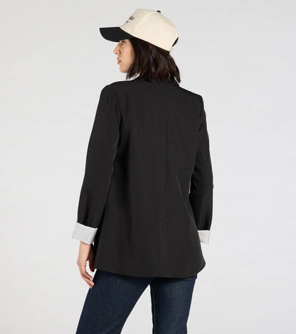 Official Business Striped Cuff Woven Blazer