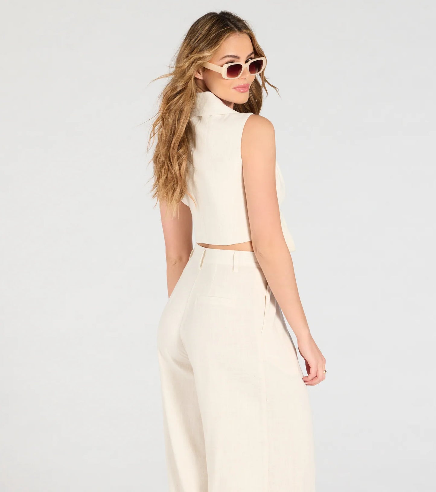 Beachy Chic Tie-Front Vest With Linen